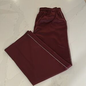 Rachel Zoe NWOT Wide leg Satin Tuxedo Trouser Pants Glitter Trim Size 10